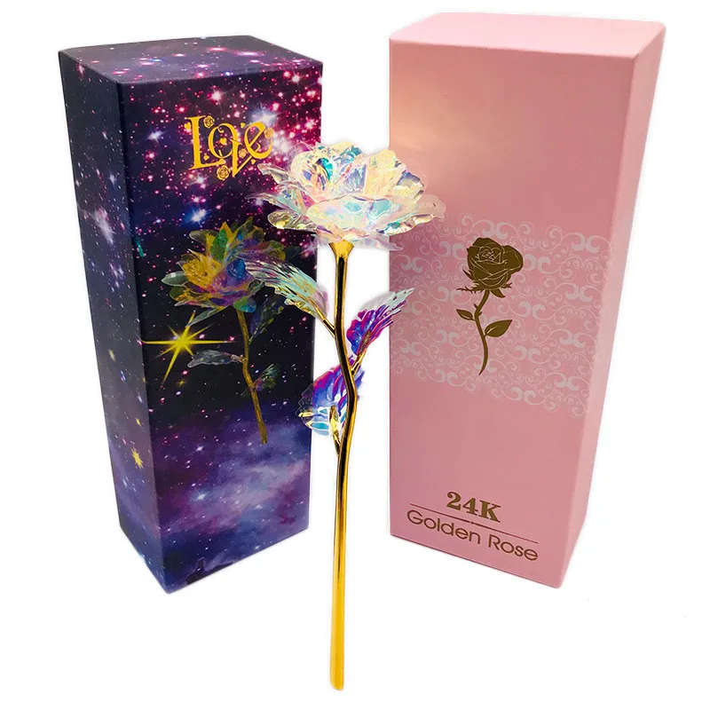 Galaxy Rose 24k Galaxy Rose со светодиодной подсветкой, искусственная Galaxy Rose Flower, подарок на день Святого Валентина