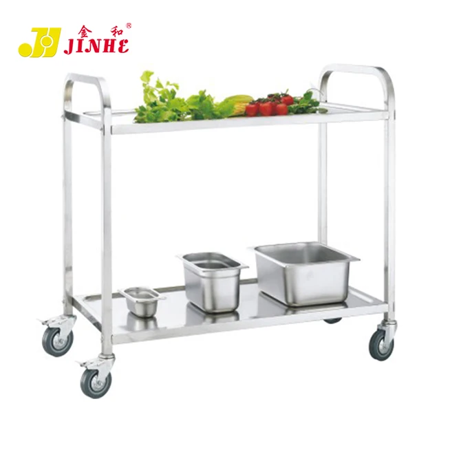 JINHE stainless steel round metal housekeeping floor  cart cleaning trolley