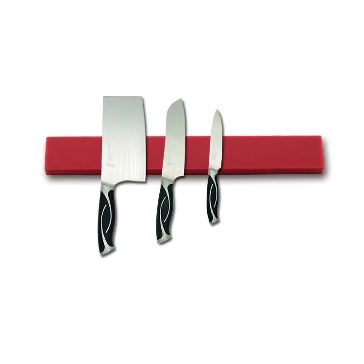 Wall Mount Silicone Shell Rubber Coated Magnetic Knife Holder, Kitchen Tool Storage Magnet Strip/ Magnetic Knife Bar Holder