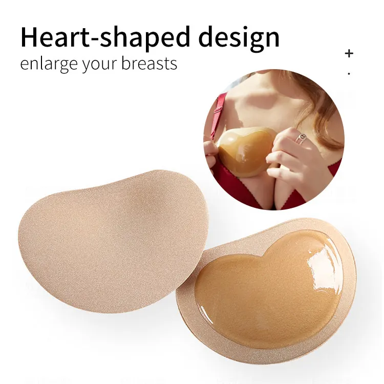 2022 Heart Shape Breast Enhancers Fabric Insert Reusable Bra breast silicone pad bra inserts pads enhancer Sticky bra insert