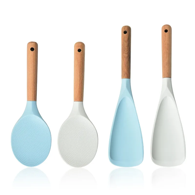 Luxury kitchen cooking silicone utensils set non stick silicone rice spoon rice spatula