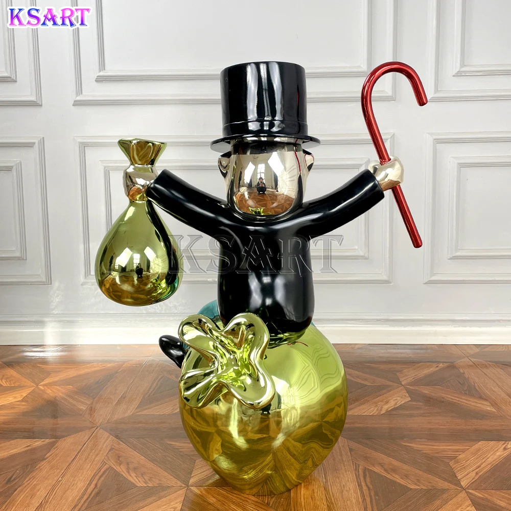 Monopoly resin statue custom chrome plated color cartoon duck sculpture art gallery