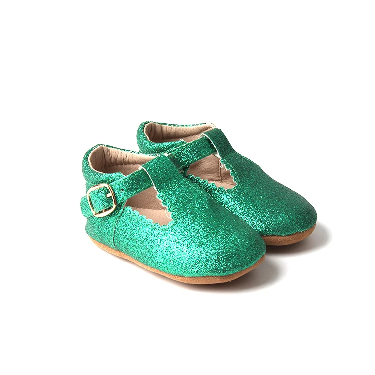  Skidproof Breathable Leather T-bar Soft Soles Glitter Shiny Baby