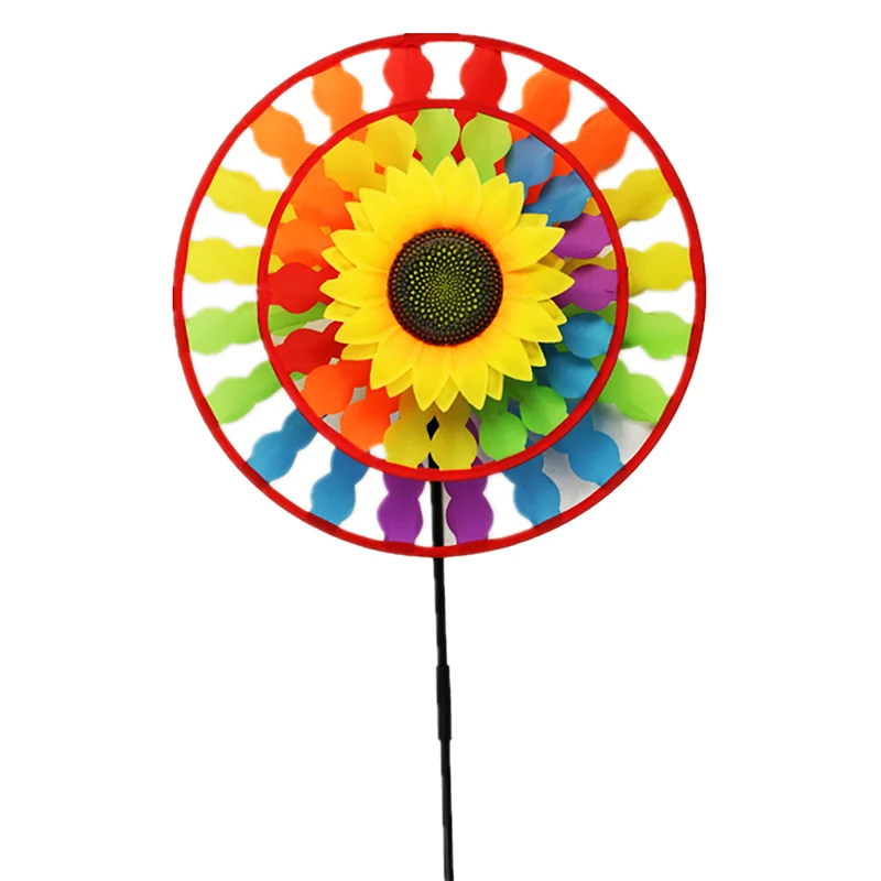 Цветная подсолнухая мельница, круглая ветряная мельница с красочными цветами, детская игрушка, сад, парк, декоративная ветряная мельница для зоопарка
