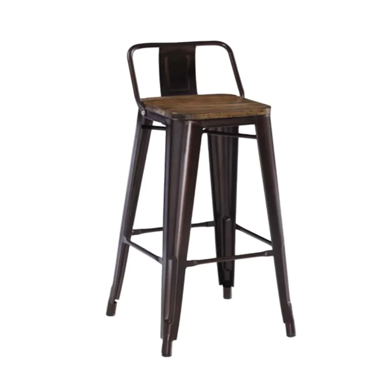 High bar chair with back and wood seat XB-DC011W