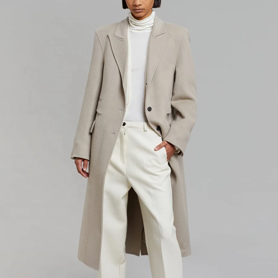 Factory direct sales Mid-thickness fashionable new single-breasted coat autumn winter casual mid-length woolen coat
