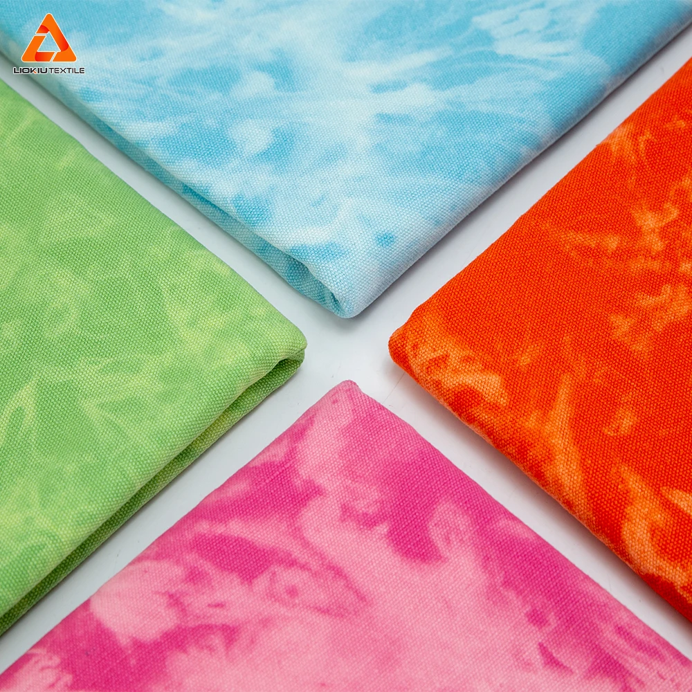 320gsm 43*27 Density 0.8m+m in Stock Tie Dye Canvas Customized 12 Oz Canvas 100 Cotton Cotton Fabric COMBED Plain Tie DYED Woven