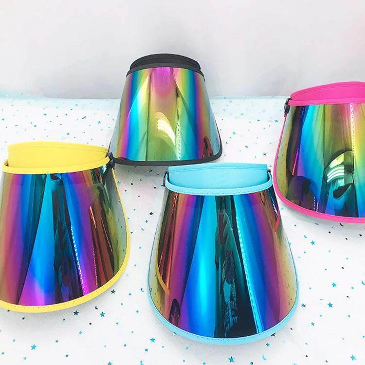 Custom Summer Plastic pvc uv protection Sun Visor Hats caps Customized PVC plastic sun visor for UV protection