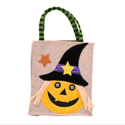 
2020 Hot Selling Halloween Burlap Trick Or Treat Candy Tote Bags Kids Gift Party Favors 
