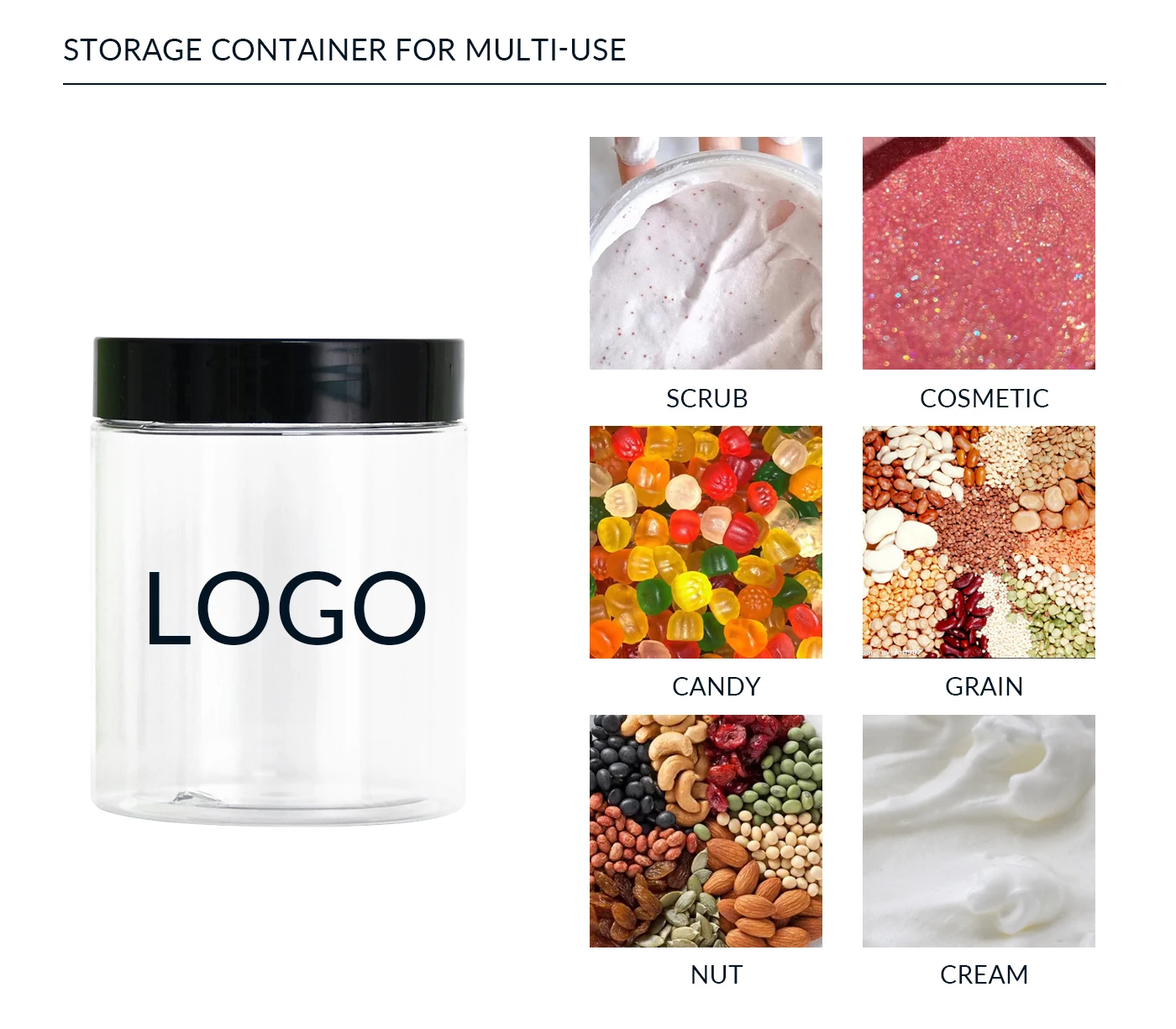 Cosmetic packaging clear plastic cokkie jars with screw top lids container for cream 30 50 100 120 250 300 ml