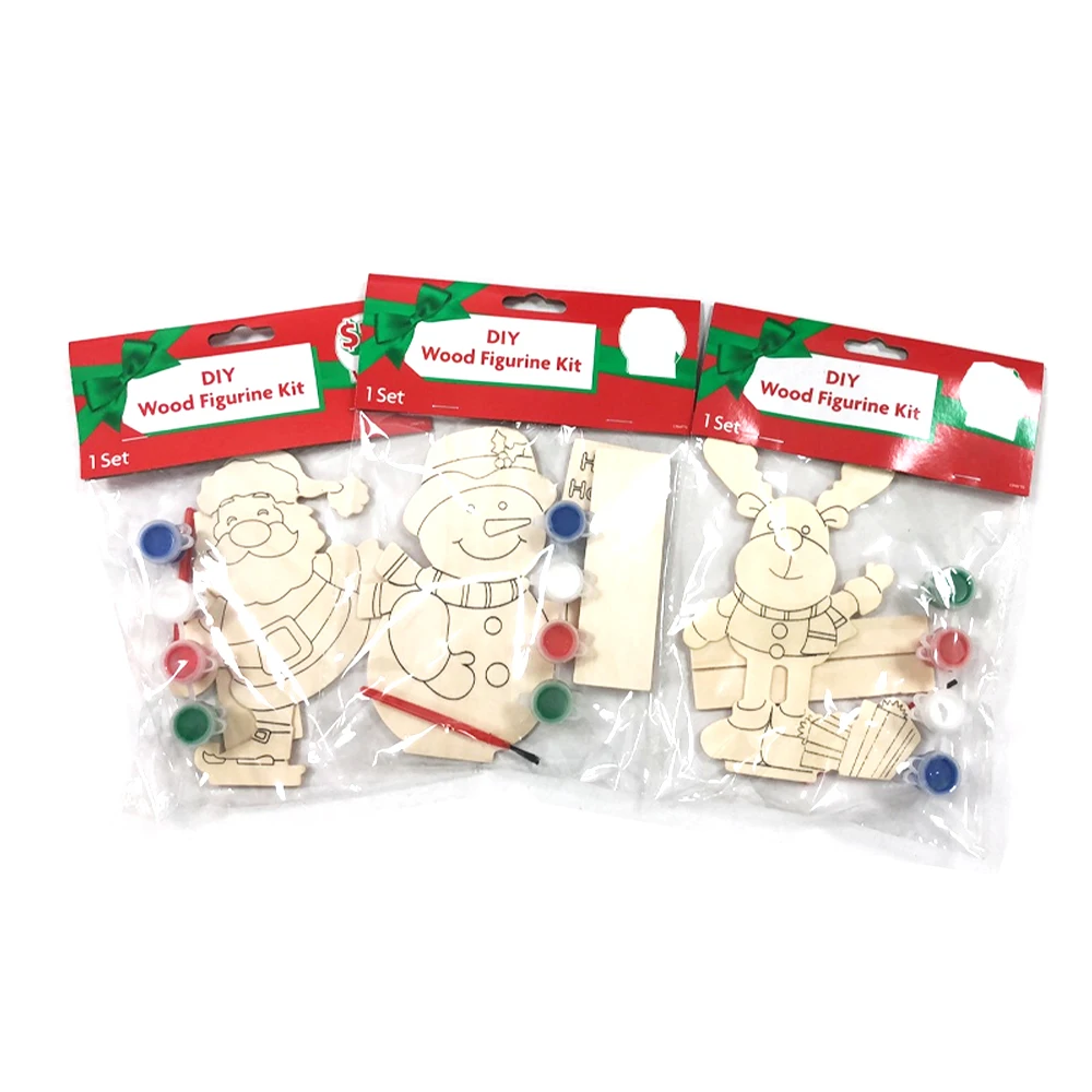 customizable pattern wood crafts christmas ornament kid Handmade Toy DIY wood kit Wooden Painting Set