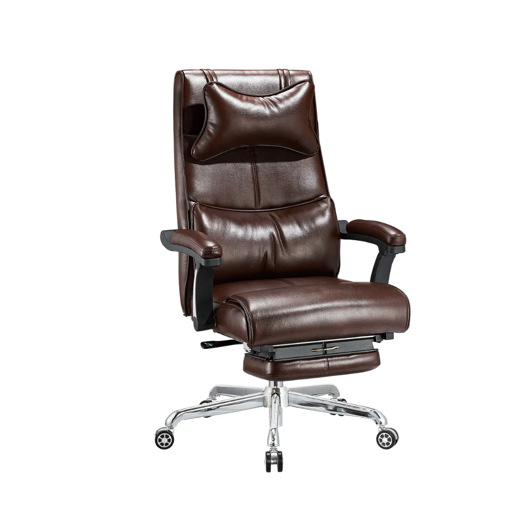 Height Adjustable Synthetic Leather Swivel Lift Office Chairs Luxury Ergonomic Executive Boss Chair with Legrest
