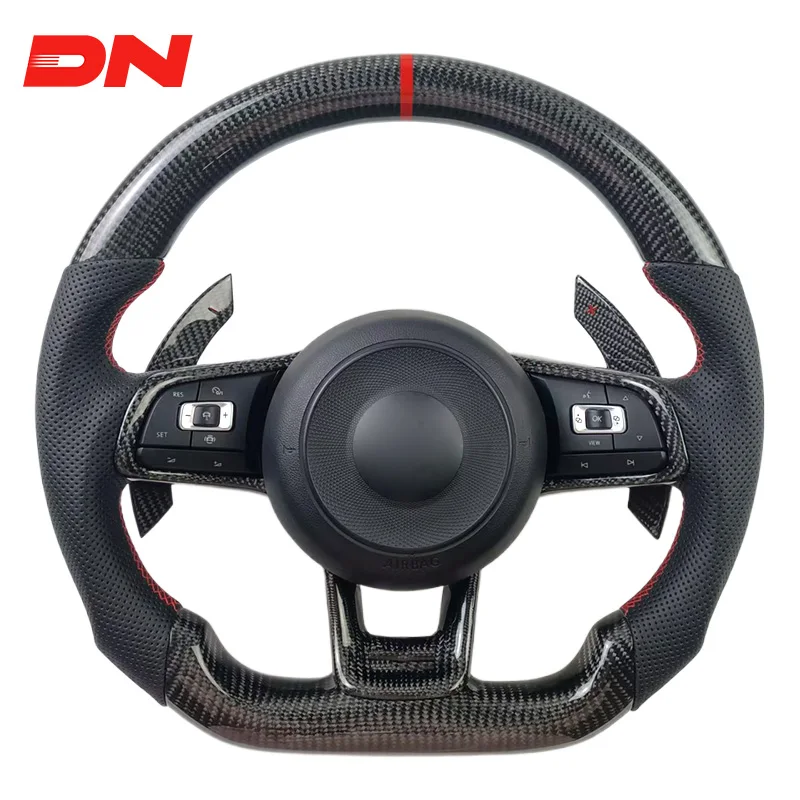 R-Line спортивный кожаный руль из углеродного волокна Volkswagen VW Golf 7 R MK7 MK8 Jetta Passat B8 Polo Tiguan GTI X5 X3 CC X4
