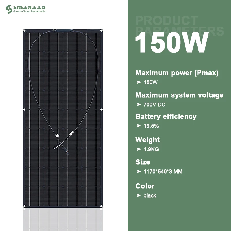 120W 12V Single Crystal Solar Panel Photovoltaic System Energy Storage Power Supply for Roof Car RV Boating Camping