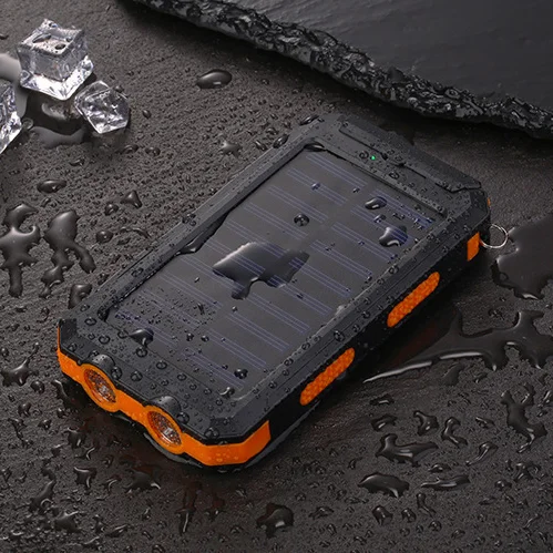 IP67 IPX6 Waterproof Solar Power Bank 20000mah Solar charger waterproof 10000mah 8000mah power bank portable for cell