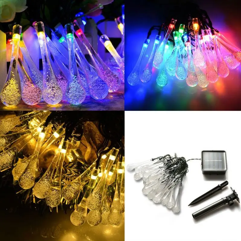 Party Wedding Decorative lights, Outdoor Solar String Lights LED Crystal Ball Waterproof Fairy Globe Light for Garden, Yard, Hom