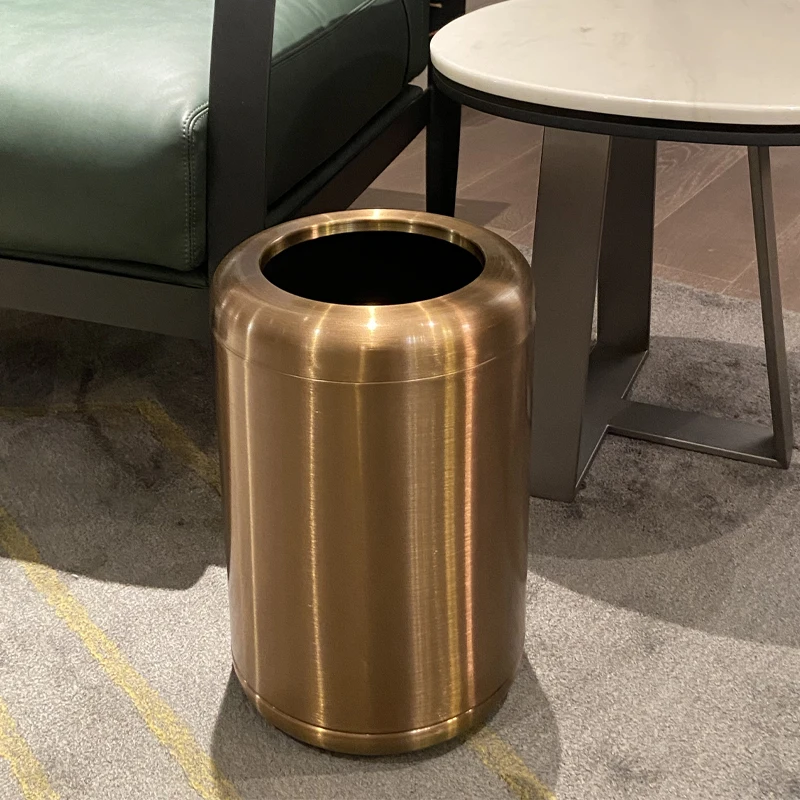 Leasylife10L/2.1GAL thickened double-layer metal waste bin round stainless steel trash can without cover