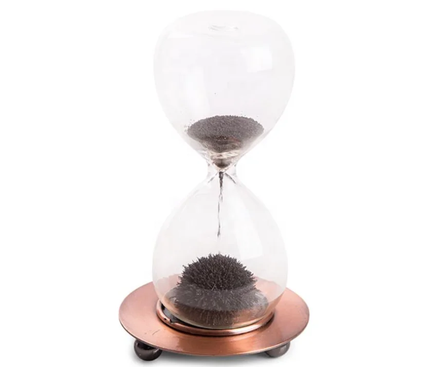 OEM Production Brass Round Base Magnetic Glass Sand Timer Hourglass