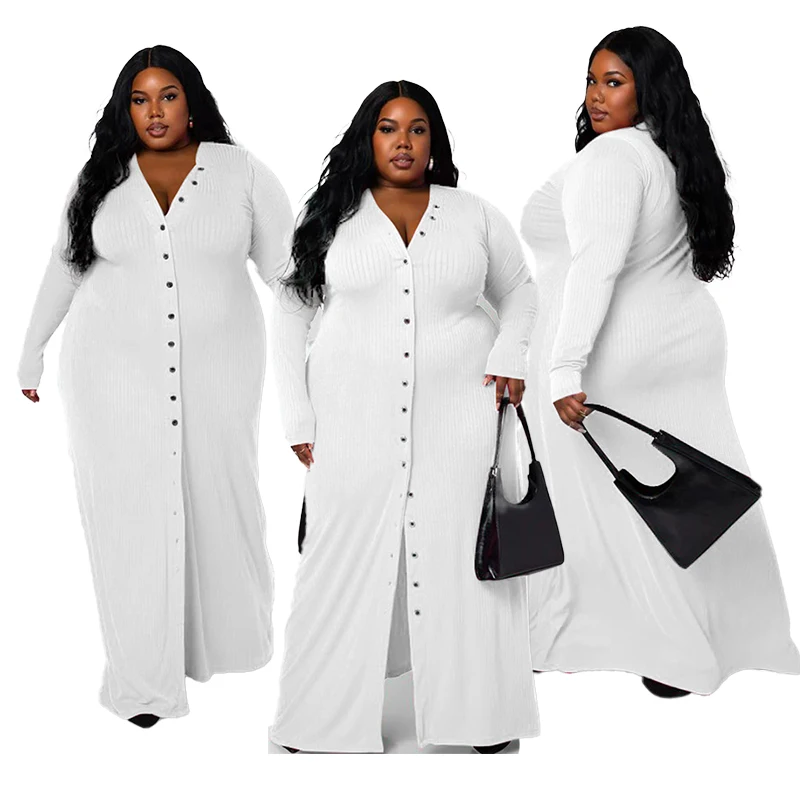 2023 Spring Wholesale Summer Women Long Sleeve Plus Size  Casual Women Dress Clothings