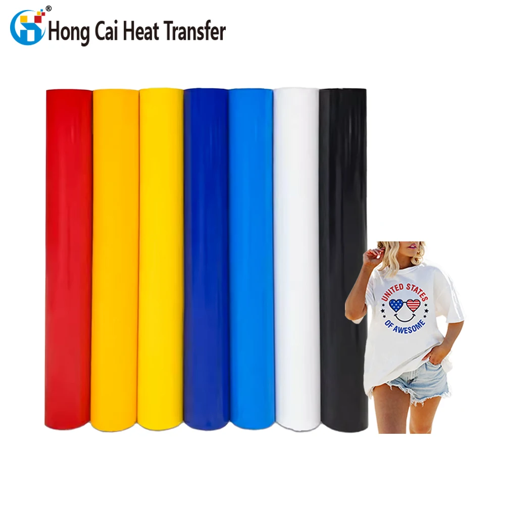 PU printable heat transfer vinyl rolls easy weeding high quality vinyl heat transfer pearlescent side/glossy side