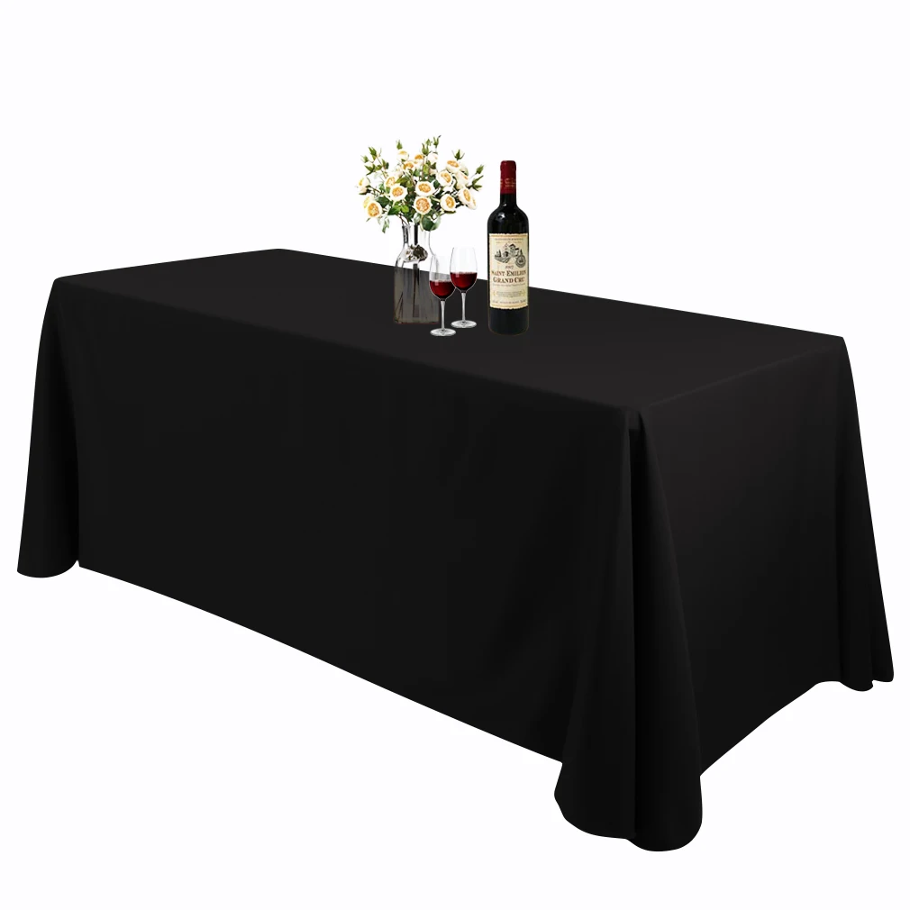 High quality polyester rectangular black table cloth luxury banquet decorative wedding tablecloths for events