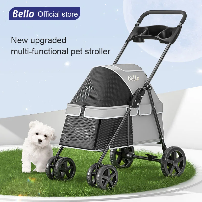 Wholesale pet travel outdoor walking ventilate stroller dog with 4 Wheels trolley
