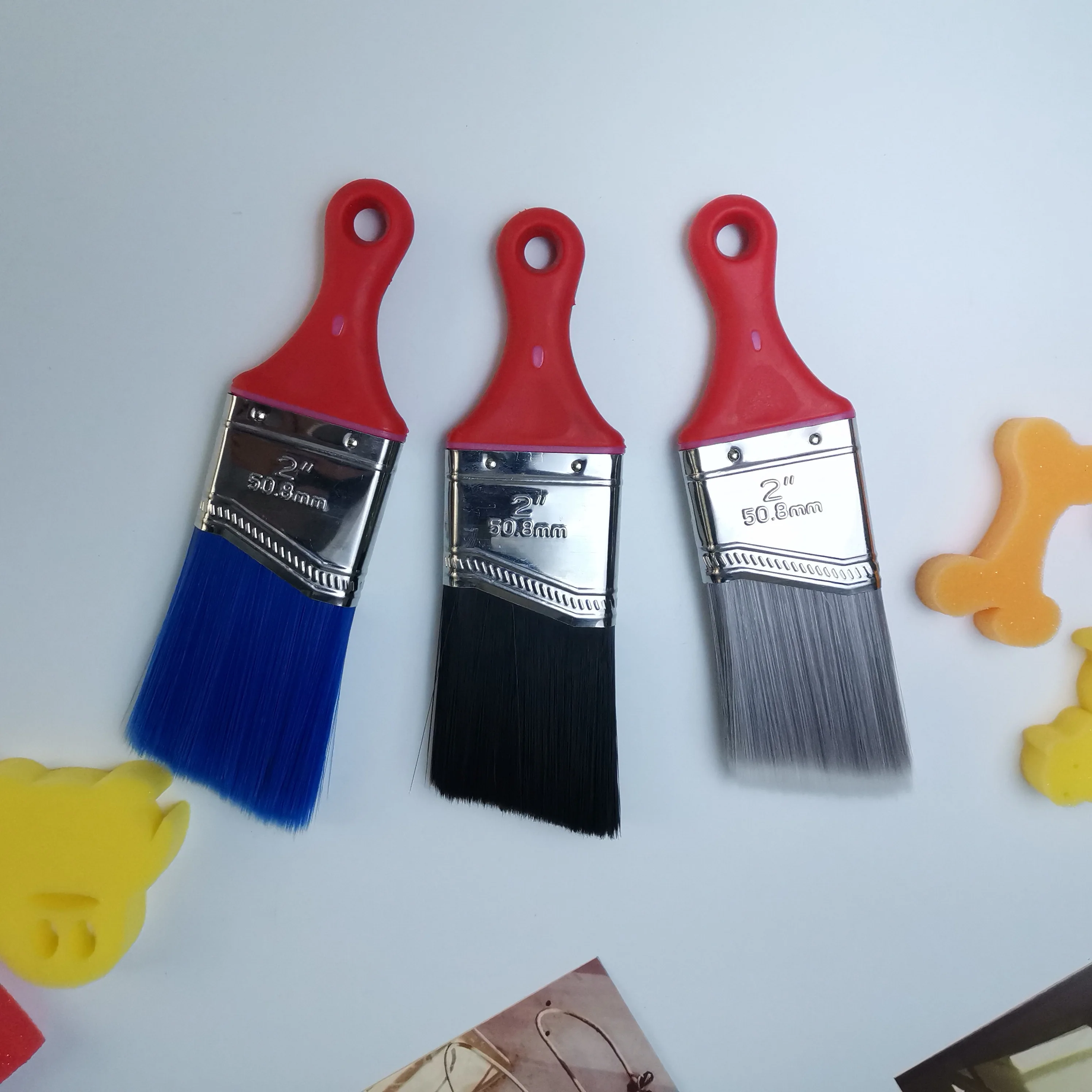 Wholesale Customizable Logo TPR Industrial Grade Polishing Angle Brush Yellow Synthetic Filament with Short Handle DIY Painting
