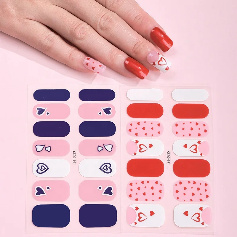 Custom Vegan Wholesale 14 Nail Foil Wraps Cute Luxury Nail Art Sticker Polish Design New Year 2023 Nail Color Strips