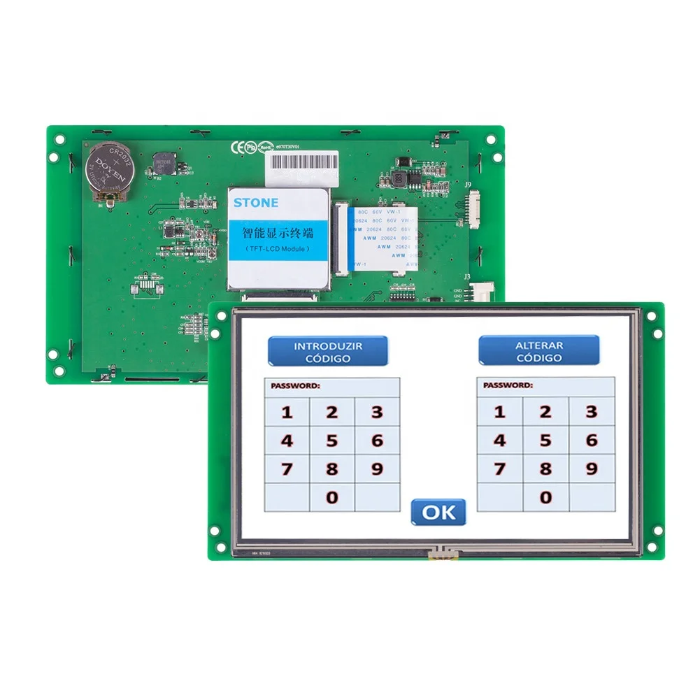 Камень 7 дюймовый емкостный сенсорный дисплей Встроенный HMI экран TFT