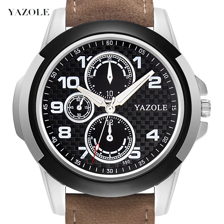 Yazole Sport Men Watches Top Brand Luxury Famous Male Clock Quartz Watch Leather Quartz-watch Relogio Masculino