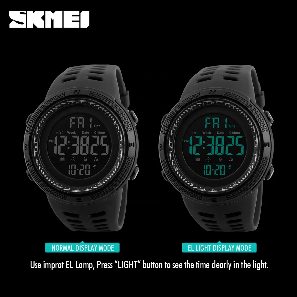 Wholesale 1251 Skmei Original Oem Sport Watch Waterproof Led Display Electronic Watches Cheap Best Quality Digital Watch