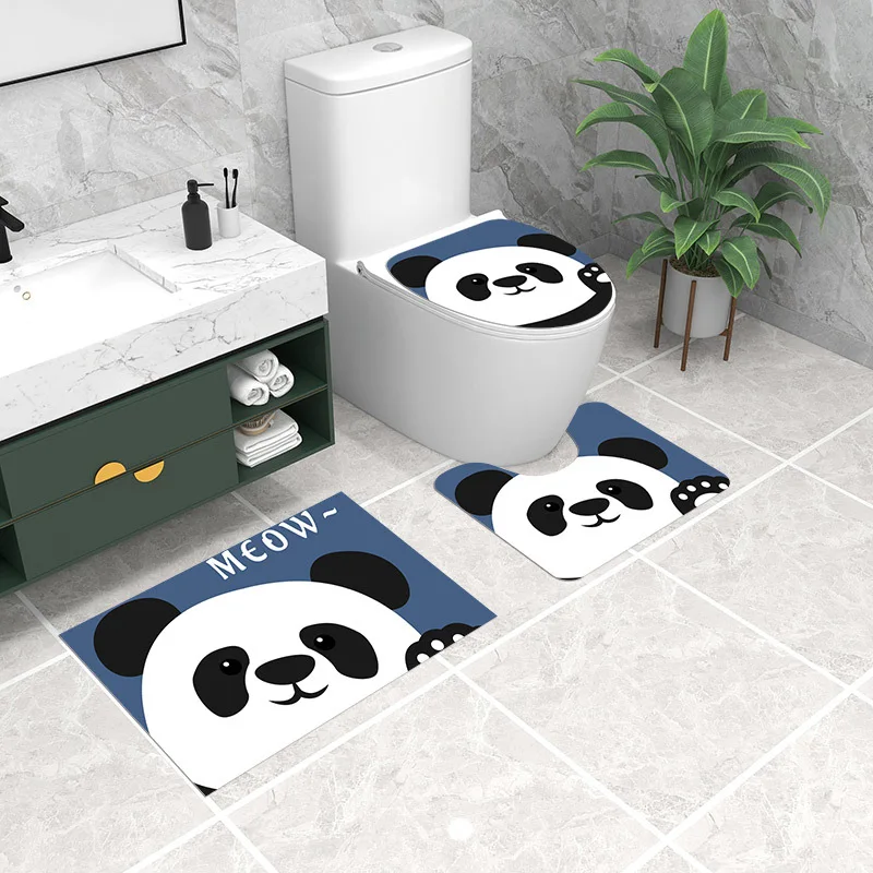 Bathroom floor household carpet Cartoon U-shaped foot mat Dirty toilet counter door - hair