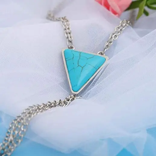 Bohe Turquoise Leg Chain Silver Crossover Geometry Thigh Bikini