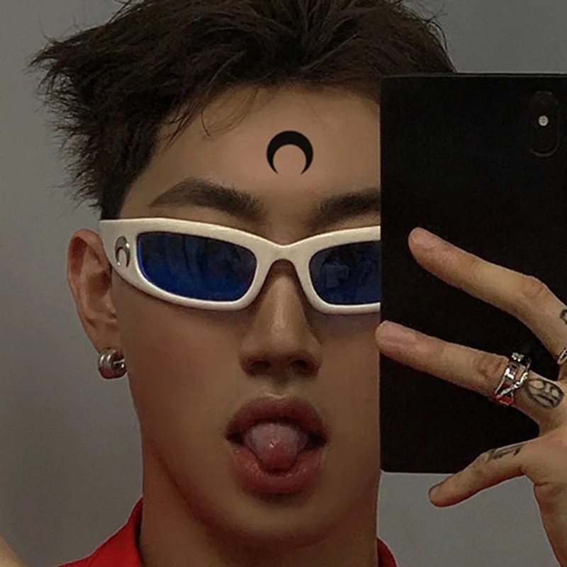 Trendy Millennium Sport  Sunglasses Women Moon Sun Glasses Fashion Future Technology Sense 2000S 90S Aesthetic Eyewear