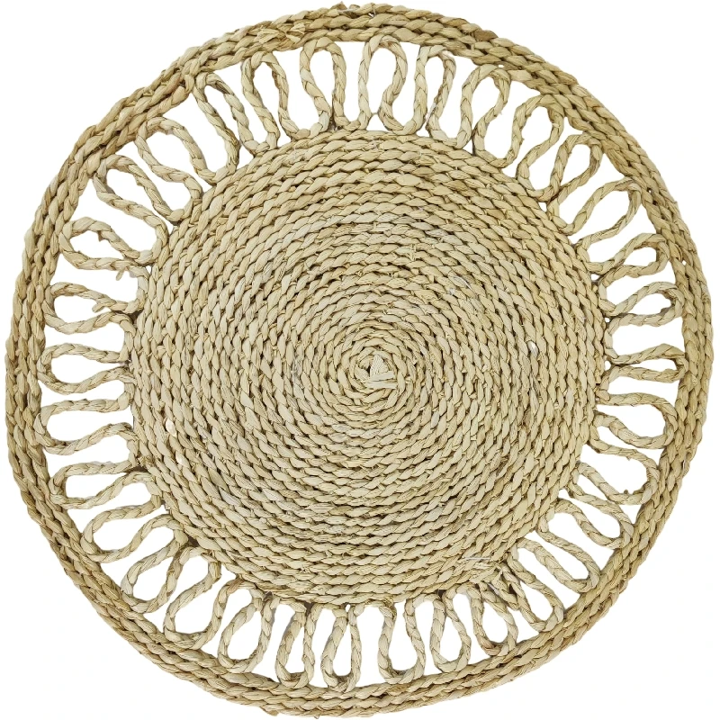 Wholesale Customized Handmade Durable Decorative Border Round Rattan Woven Tablemat Placemats