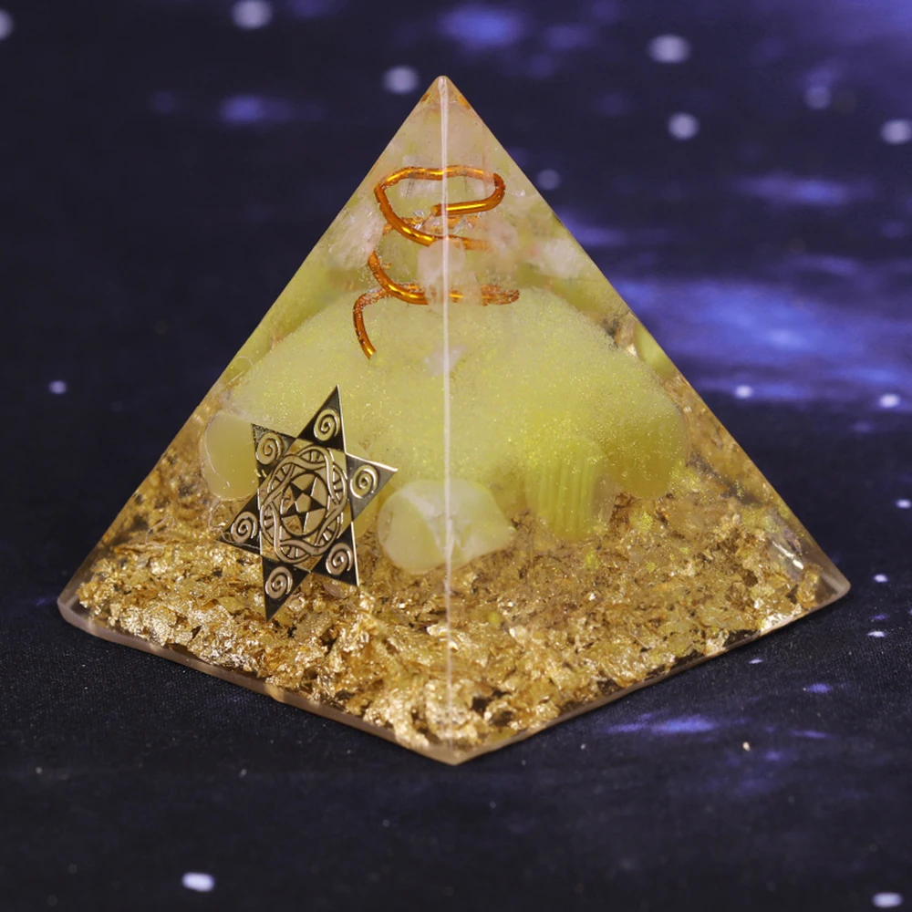 Reiki Orgonite Pyramid Natural Citrine Energy Generator Pyramid  For Emf Protection Chakra Healing Meditation
