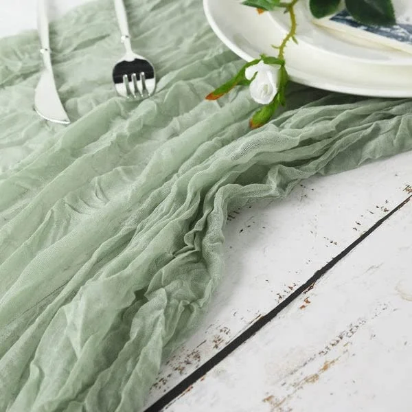 28 x 120 inches gauze fabric boho wedding arbor decor sage green cheesecloth table runner