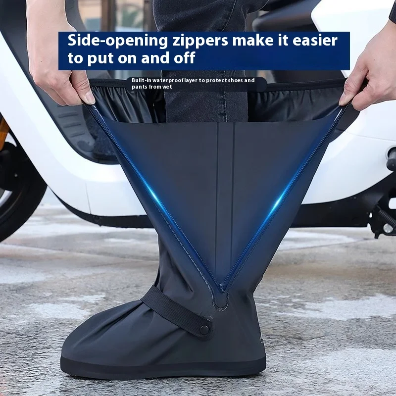 High tube shoe cover waterproof non-slip rain-proof booties thickening and wear-resistant outdoor riding silicone rain boots