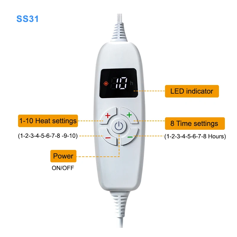 wholesale cheap price 110v 50x60inch 120W 10 heat levels custom plush fleece winter home use electric heated throw blanket