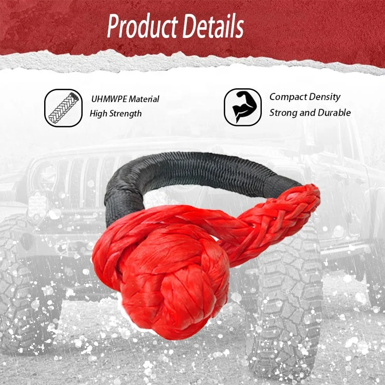 ZEAL  Heavy Duty Wear Resistance Braided Layer 4X4 Universal Synthetic Recovery Winch Soft Shackles Knot Rope