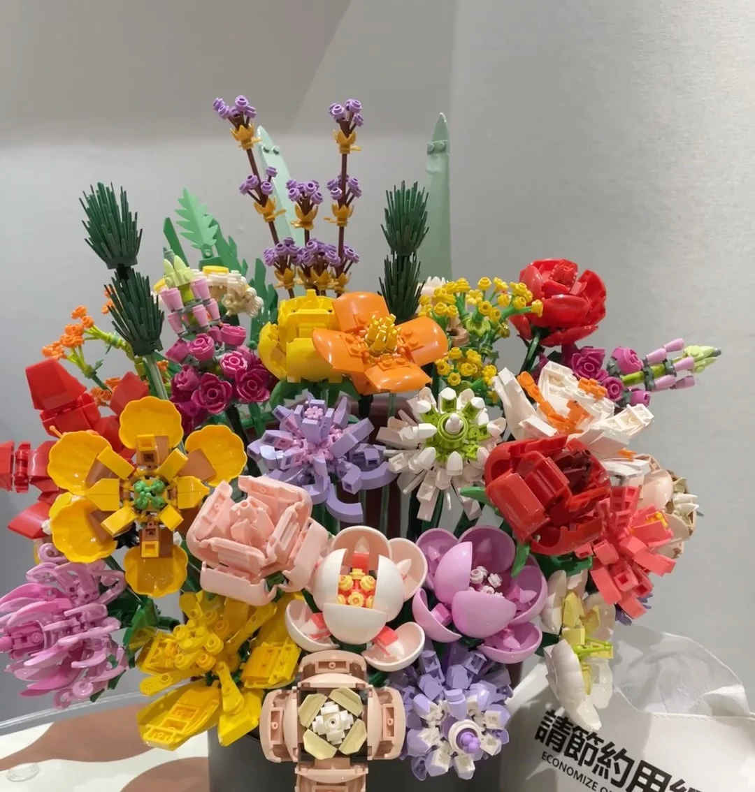 KEWEI-J819 DIY Toy Building Blocks Lego Flower Bouquet Toy Building Blocks Plastic Flowers