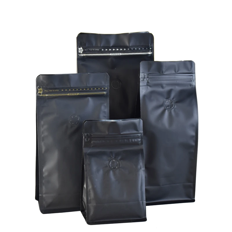 Ecocoffee 100% Recyclable PE60 Evoh PE80 Matte Finish Flat Bottom 250 g Coffee Bean Zipper Bag Pouch with Valve