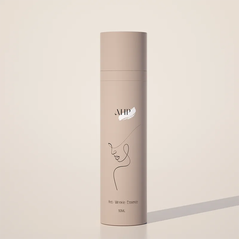 30ml 50ml custom beige airless lotion serum vacuum pump bottle skincare cosmetic packaging cylinder pet luxury cream