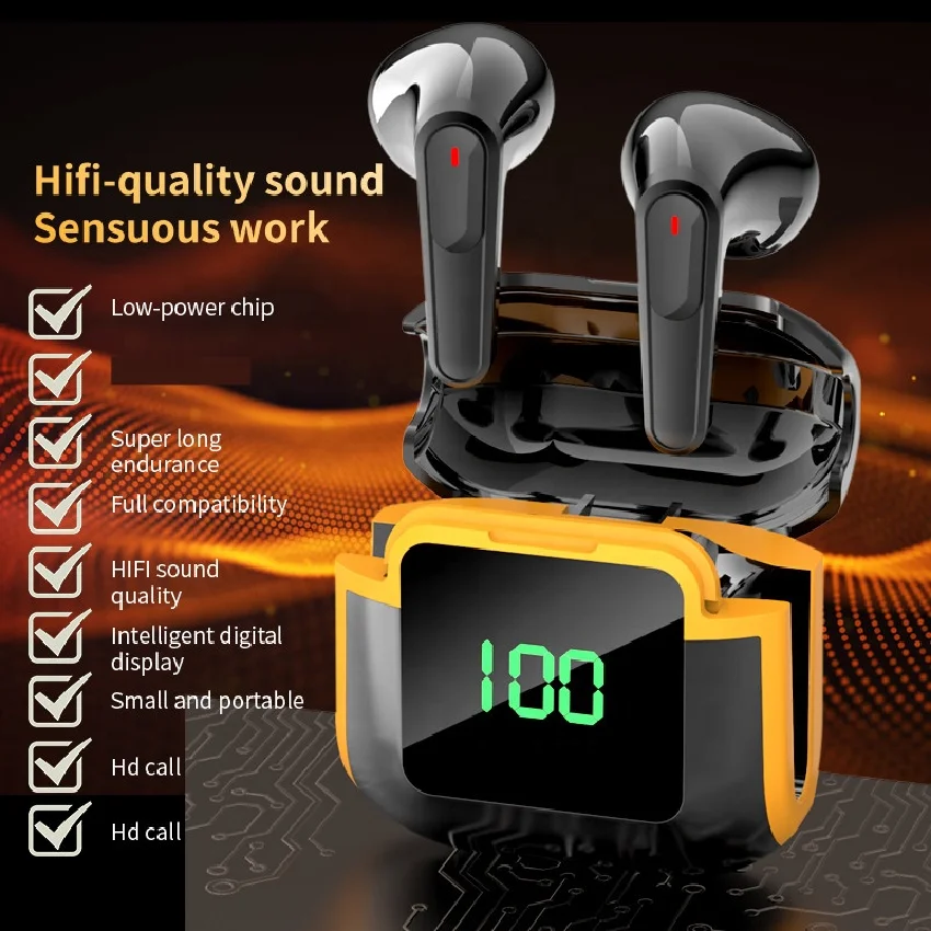 wholesale in stock stereo 200Mah true tws earbud wireless mini 9D bass led display earbuds y90 earphone