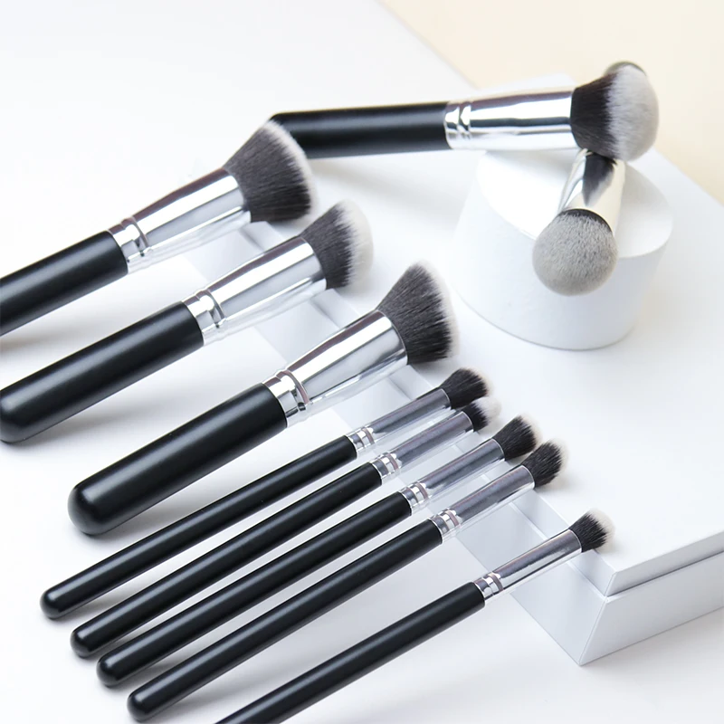 2021 Amazon Hot Selling product 10pcs makeup brush set  Customized logo and  bag vegan makeup brush set