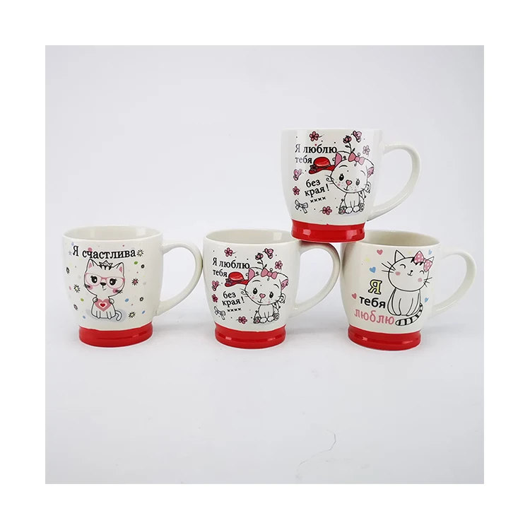 
Creative Gift Cartoon Coffee Ceramic Cat Mug Cute White Cat Ceramic Coffee Mug Set 