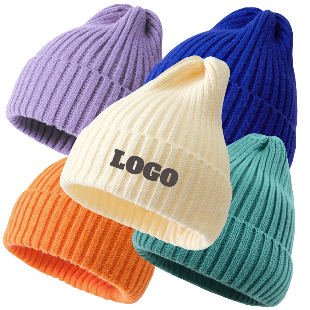 Wholesale Thick Heavyweight Knitted Winter Hats Custom Warm Blank Knit Beanie Winter Knit Hat For Women And Men