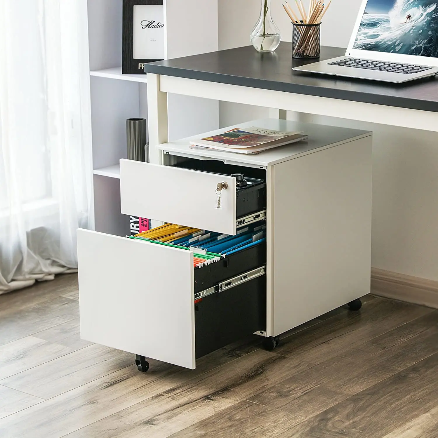 furniture Office under desk mobile pedestal 2 drawer metal hanging storage file cabinet with wheels 2 drawer pedestal