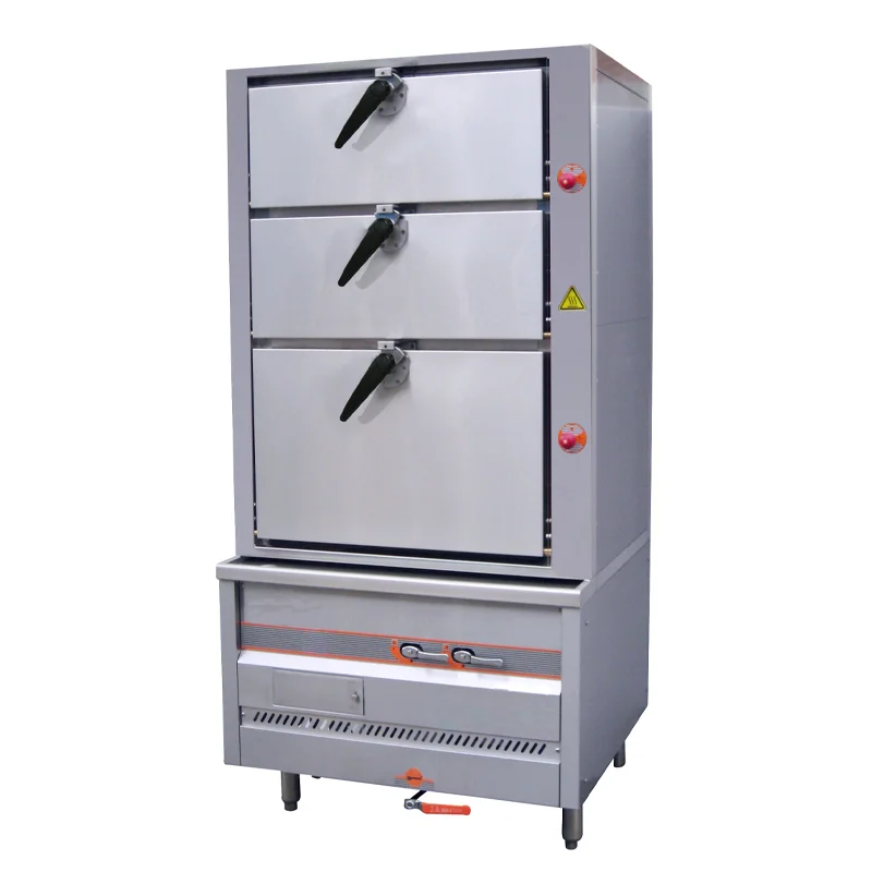 High quality restaurant commercial 3-layer gas crab dim sum steaming cabinet rice seafood steaming cabinet
