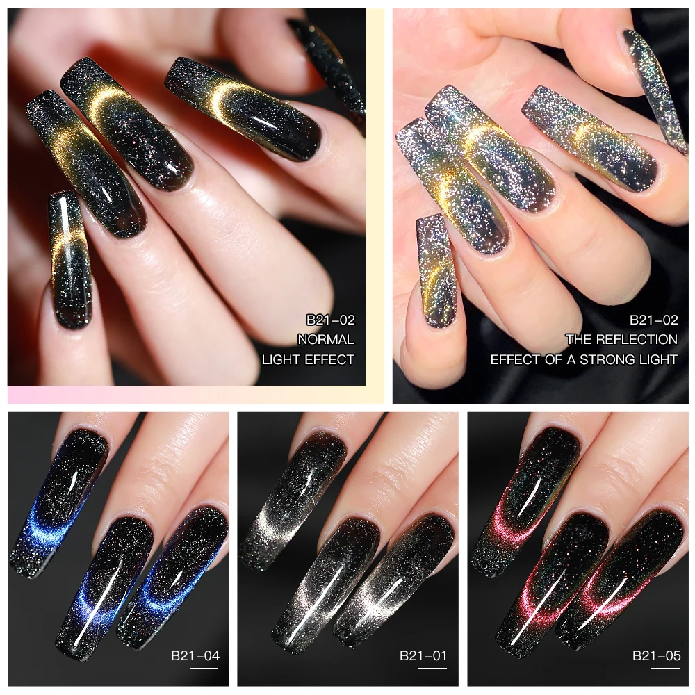 AS Wholesale Price 9D Reflective Dynamic 15ml Cat Magnetic Gel Nail Polish 2 Different Color Magnetic Effect Cateye Varnish